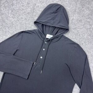 Mizzen + Main Hoodie Men XL Black Performance Fairway Hooded Henley Trim Fit USA